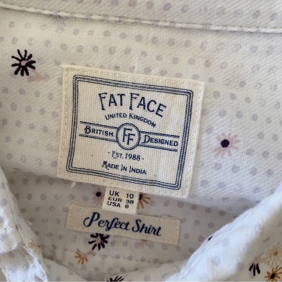 Fat Face Floral Print Button Front Shirt Sz 6 Ivory - Picture 5 of 7